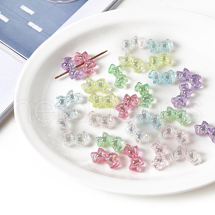 UV Plating Rainbow Iridescent Transparent Acrylic Beads OACR-H038-56-1