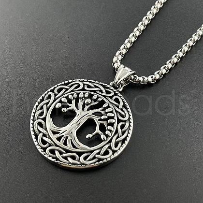 Tree of Life Hollow Tree of Life Pendant Stainless Steel Punk Necklace Jewelry HL3986-1