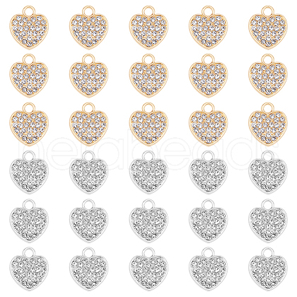 SUPERFINDINGS 40Pcs 2 Colors Alloy Rhinestone Pendants FIND-FH0008-95-1