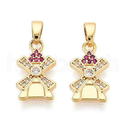 Brass Micro Pave Cubic Zirconia Pendants KK-N257-69G-1
