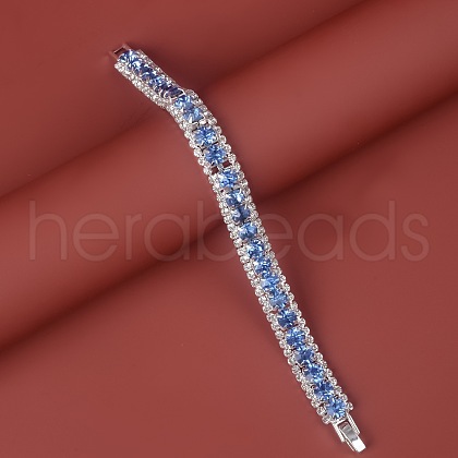Square Alloy Rhinestone Cup Chain Bracelets for Women WG1D83C-03-1