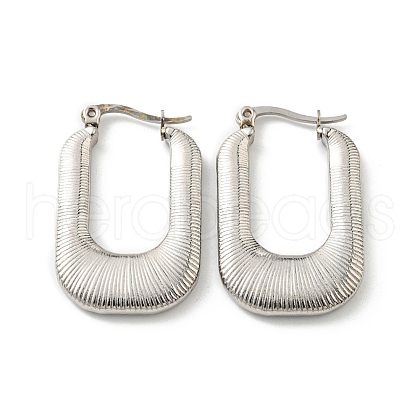 304 Stainless Steel Rectangle Hoop Earrings for Women EJEW-F319-01P-1