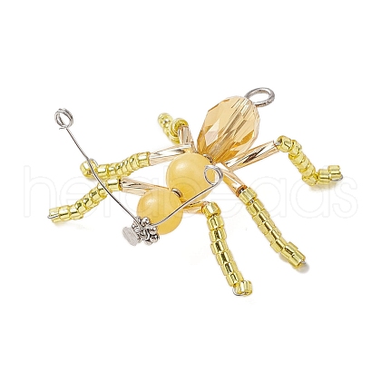 Glass Seed Beaded Ant Pendants PALLOY-MZ00468-01-1
