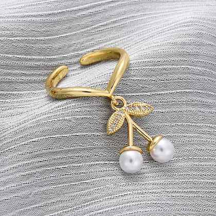 Brass Micro Pave Cubic Zirconia Open Cuff Rings for Women RJEW-U057-18G-02-1