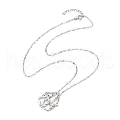 Crystal Stone Cage Pendant Necklaces NJEW-JN04756-02-1