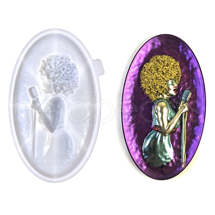 Jazz Women Singer Shape Display Decoration DIY Silicone Statue Mold DIY-K072-04-1