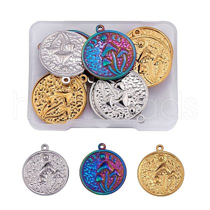 15Pcs 3 Colors 304 Stainless Steel Pendants STAS-SZ0002-83-1