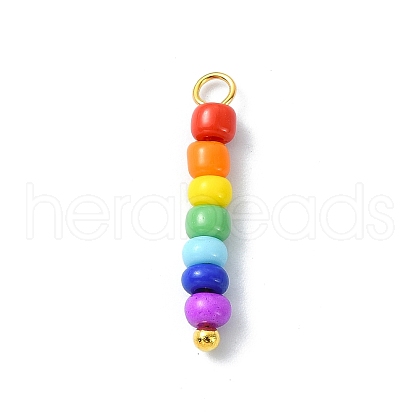 7 Color Chakra Coloful Glass Seed Beaded Pendants PALLOY-JF02526-02-1