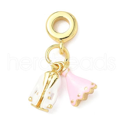 Brass Enamel European Dangle Charms KK-I355-23G-02-1
