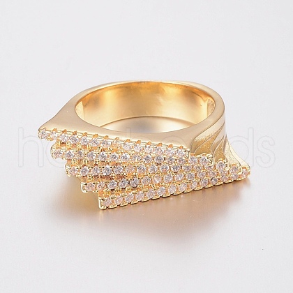 Brass Micro Pave Cubic Zirconia Finger Rings RJEW-H122-13G-1