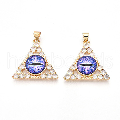 Brass Micro Pave Clear Cubic Zirconia Pendants for Women KK-T070-90A-01-1