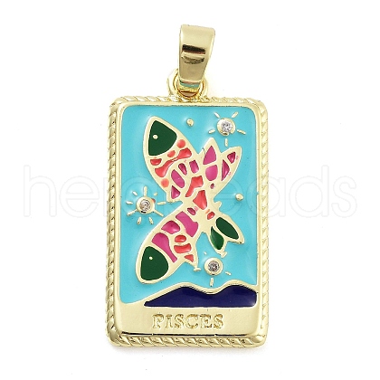 Rack Plating Brass Micro Pave Clear Cubic Zirconia Pendants KK-S371-02G-08-1