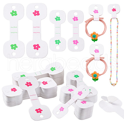 AHADERMAKER 200Pcs 4 Styles Flower Printed Folding Paper Jewelry Display Cards for Bracelets CDIS-GA0001-05-1