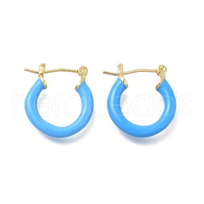 Brass Enamel Hoop Earrings for Women EJEW-M211-01LG-E-1