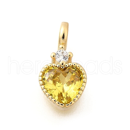 Brass Pave Cubic Zirconia Charms KK-Q097-03C-G-1
