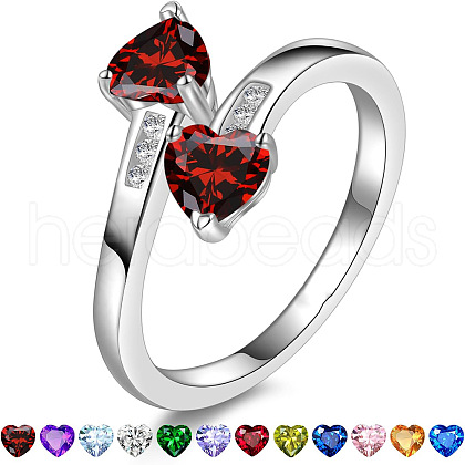 Heart 304 Stainless Steel with Cubic Zirconia Cuff Rings FS-WG2909F-18-1
