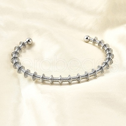 304 Stainless Steel Open Cuff Bangles for Woman BJEW-M113-02P-1