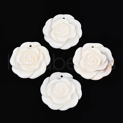 Natural Freshwater Shell Carved Pendants SHEL-T020-19-1