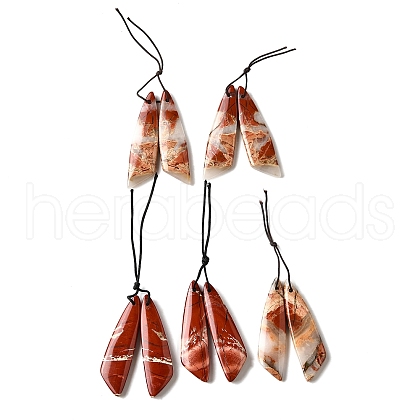 Natural Red Rainbow Jasper Pendants G-L617-H06-12x45mm-1