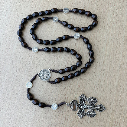 Wood Rosary Bead Necklaces FS-WG6BD27-05-1