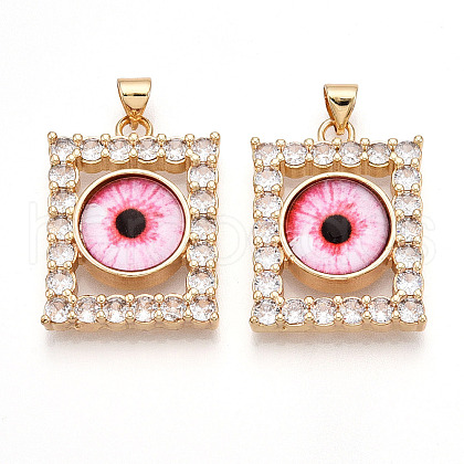 Brass Micro Pave Clear Cubic Zirconia Pendants for Women KK-T070-91A-01-1