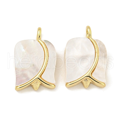 Brass Pave Sea Shell Rose Flower Charms KK-Q820-17G-1
