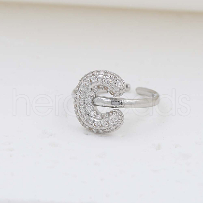Brass Micro Pave Clear Cubic Zirconia Cuff Rings FS-WG17FF6-03-1