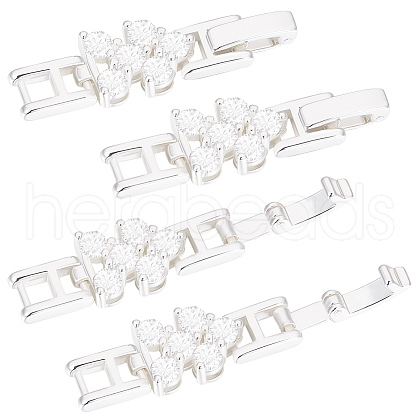 Beebeecraft 6Pcs Rack Plating Brass Micro Pave Clear Cubic Zirconia Fold Over Clasps KK-BBC0014-96-1