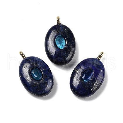Dyed Natural Lapis Lazuli & Cubic Zirconia Pendants G-Z076-01G-08-1