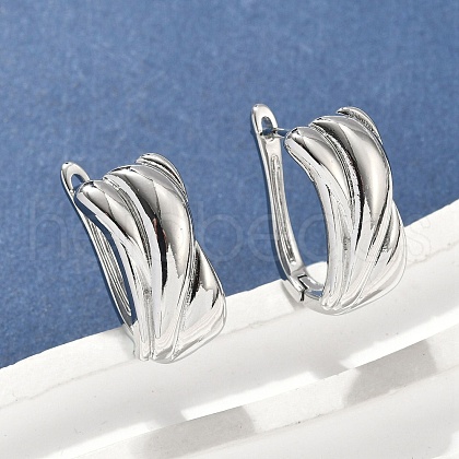 Rectangle Brass Hoop Earrings EJEW-D320-21P-1