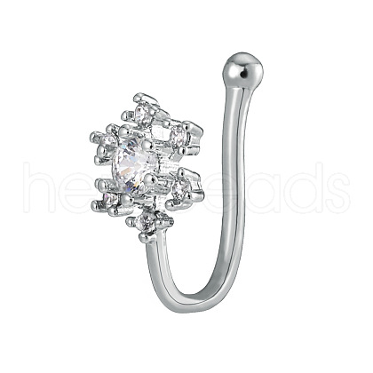 Brass Micro Pave Clear Cubic Zirconia Clip-on Nose Septum Rings WGE30AD-07-1