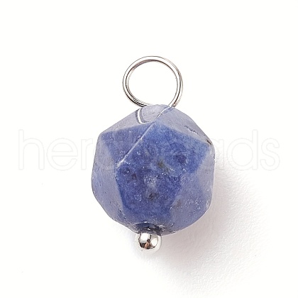 Faceted Natural Sodalite Star Cut Round Charms PALLOY-JF01694-02-S-1