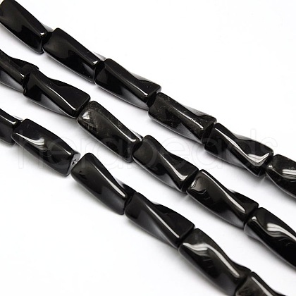 Natural Obsidian Twist Column Beads Strands G-L240-08-1