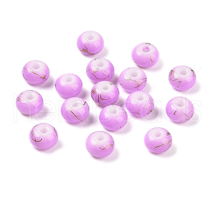 Opaque Spray Painted Glass Beads GLAA-G118-01F-1