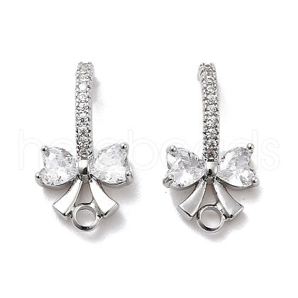 Brass with Cubic Zirconia Stud Earrings Finding KK-Q048-24P-1