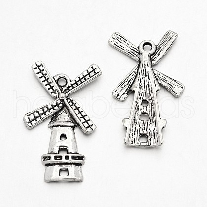 Windmill Tibetan Style Alloy Pendants TIBEP-N008-19AS-RS-1