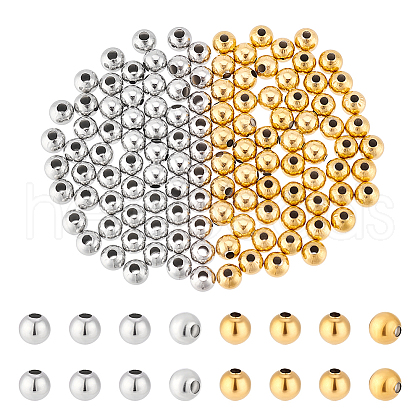 Unicraftale 120Pcs 2 Colors 304 Stainless Steel Round Seamed Beads STAS-UN0060-65C-1