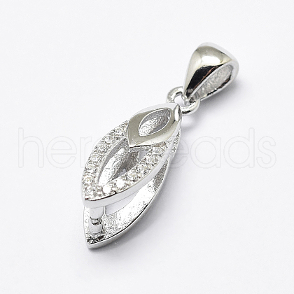 Anti-Tarnish Rhodium Plated 925 Sterling Silver Micro Pave Cubic Zirconia Pendant Bails STER-E053-35P-1