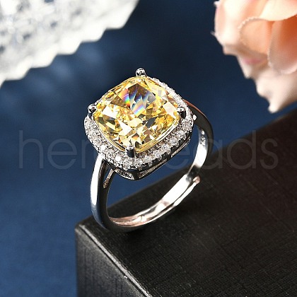 Adjustable 925 Sterling Silver Micro Pave Cubic Zirconia Cuff Rings for Women RJEW-F183-01C-02-1