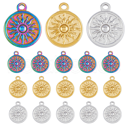 DICOSMETIC 18Pcs 3 Colors 304 Stainless Steel Pendants STAS-DC0013-15-1