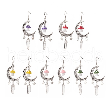 Alloy Moon with Star Chandelier Earrings EJEW-JE05224-1