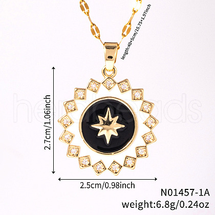 Elegant Brass Pave Clear Cubic Zirconia Star Pendant Pendant Necklaces NB6973-2-1