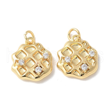 Brass Micro Pave Clear Cubic Zirconia Pendants KK-Q031-05G-1
