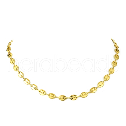 Brass Coffee Bean Chain Necklace for Women NJEW-JN04910-1