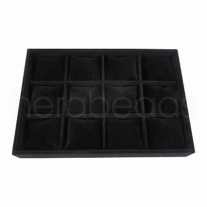 Velours Wooden Bracelet/Bangle/Watch Displays BDIS-WH0003-01-WH-1
