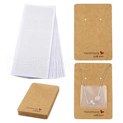 100Pcs Ractangle Kraft Paper Necklace Earring Display Cards AJEW-TA0001-26A-1