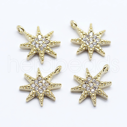 Brass Micro Pave Cubic Zirconia Pendants KK-F729-29G-NF-1