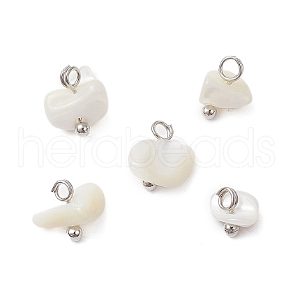 Natural Trochus Shell Chip Charms PALLOY-JF03437-02-1