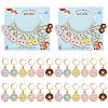 12Pcs 6 Colors Alloy Enamel Donut Charm Locking Stitch Markers HJEW-PH01684-1