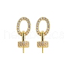 Rack Plating Brass Micro Pave Clear Cubic Zirconia Stud Earrings Findings KK-F876-17G-1
